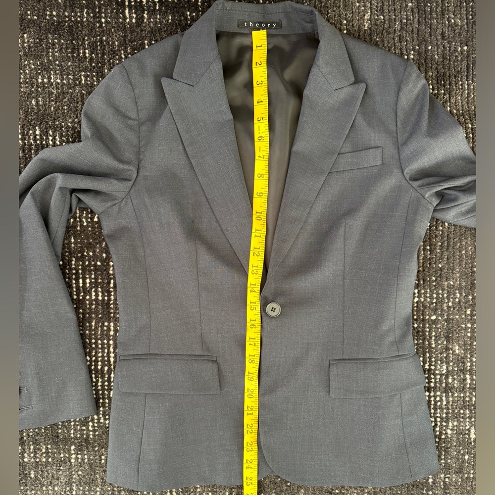 Theory Single Button Notch Lapel Blazer Dark Blue… - image 7